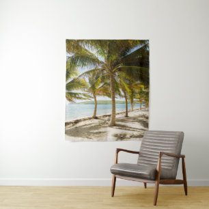 Tropical palm beach  tapestry