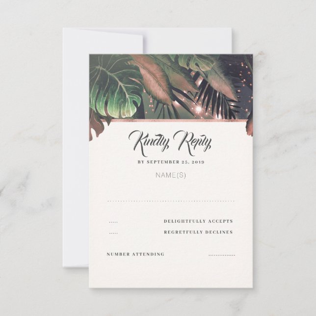 Tropical Palm Beach Wedding RSVP (Front)