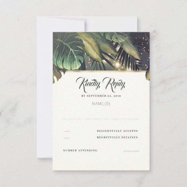Tropical Palm Beach Wedding RSVP Card (Front)