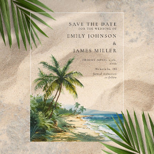 Tropical Palm Beach Wedding Save The Date Acrylic Invitations