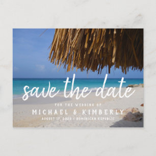Tropical Palm Beach Wedding Save the Date Announcement Postcard