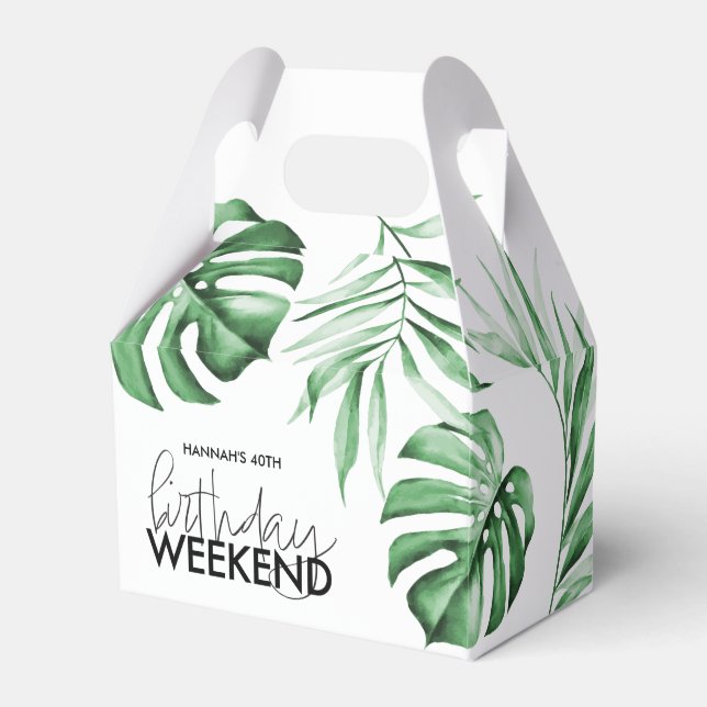 Tropical Palm Birthday Weekend Favour Box (Front Side)