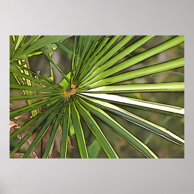 Tropical Palm Black Outline Art Poster (Front)