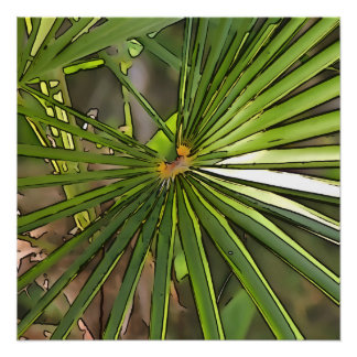 Tropical Palm Black Outline Art Poster
