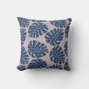 Tropical Palm Blue Grey Cushion