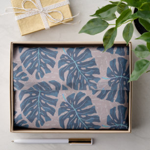 Tropical Palm Blue Grey Tissue Paper
