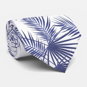 Tropical palm blue leaves tie