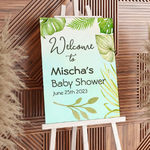 Tropical Palm Boy Baby Shower Welcome Sign