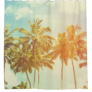 Tropical Palm Coast: Vintage Film. Shower Curtain