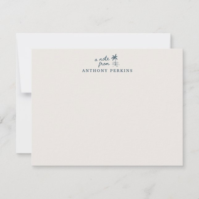 Tropical Palm Coastal Beach Personalized Note Card (Front)