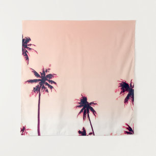 Tropical palm coconut trees on sunset sky nature b tapestry