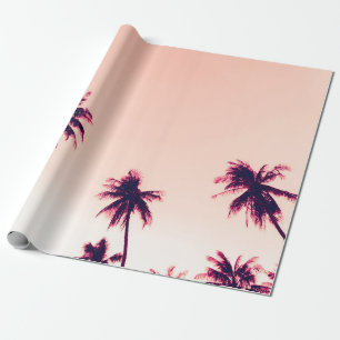Tropical palm coconut trees on sunset sky nature b wrapping paper