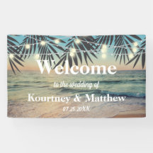 Tropical Palm Custom Wedding Beach String Backdrop