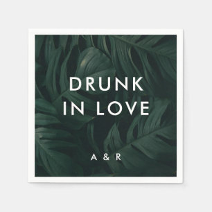 Tropical Palm Destination Wedding Drunk In Love Napkin