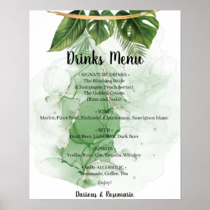 Tropical Palm Drinks Menu Wedding Sign