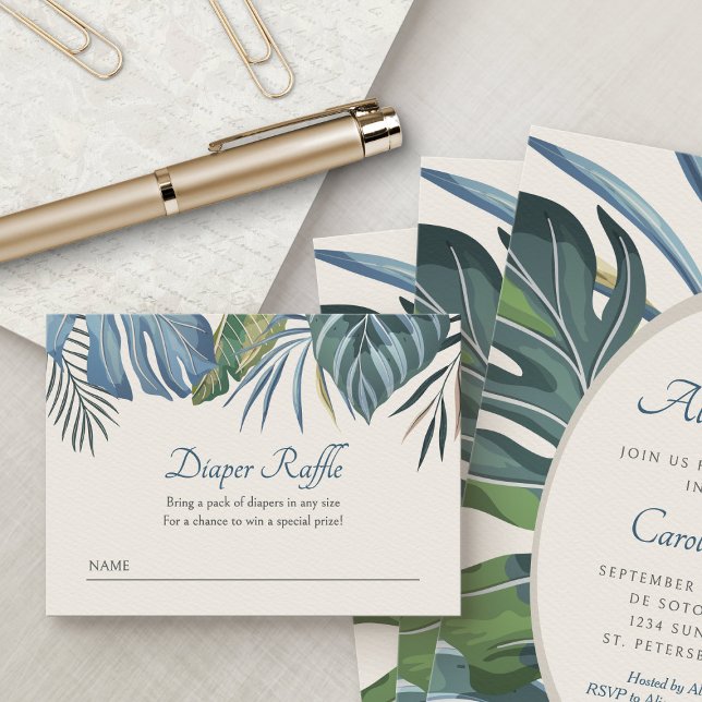 Tropical Palm Elegant Diaper Raffle Enclosure Card (Creator Uploaded)