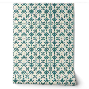Tropical Palm Escape Mini - Green, Beige - Coastal Wallpaper