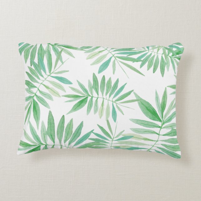 Tropical palm fern storm decorative cushion (Back)
