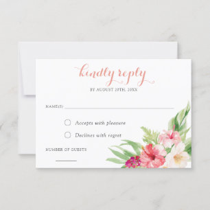 Tropical Palm Floral RSVP Respond Card