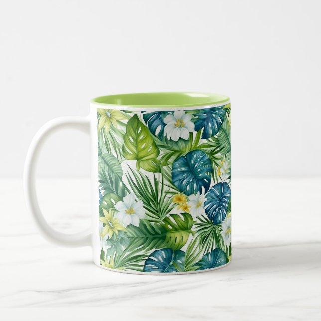 Tropical Palm Flowers Coffee Mug (Left)