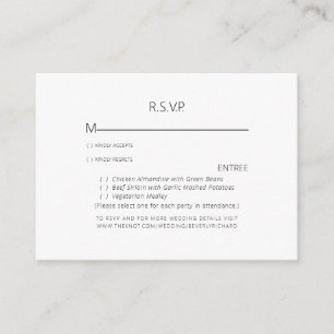 Tropical Palm Frond White Wedding RSVP Enclosure