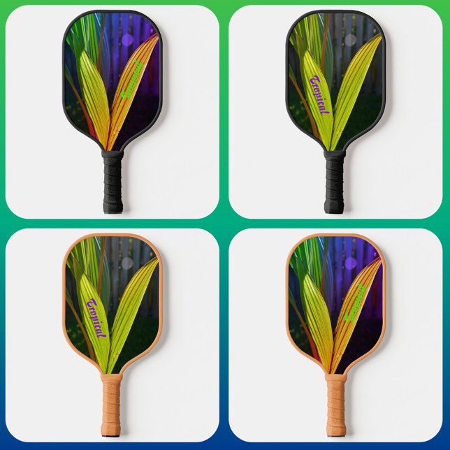 Tropical Palm Fronds Bright Colourful Personalised Pickleball Paddle (Creator Uploaded)