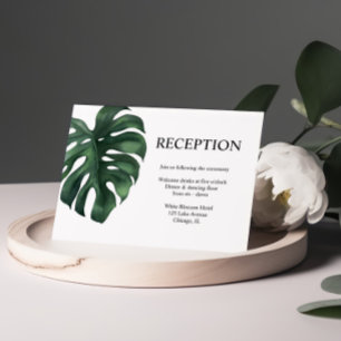 Tropical Palm Green Leaf Reception  Enclosure Card