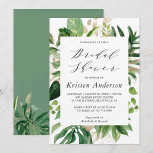 Tropical Palm Greenery Bridal Shower Invitation