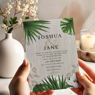 Tropical Palm Greenery Modern Wedding Invitation