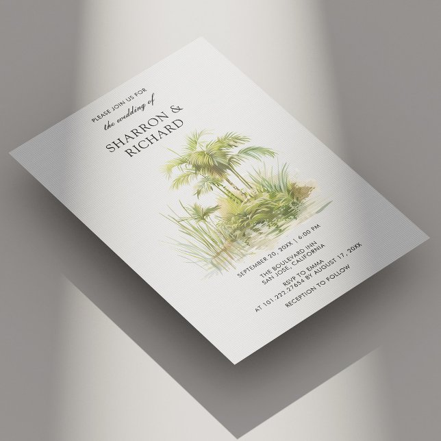 Tropical Palm Greenery Wedding Invitation (Tropical Palm Greenery Wedding Invitation Personalized)