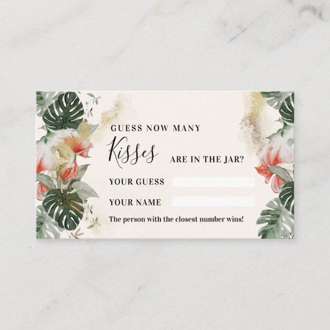 Tropical Palm | How Many Kisses Shower Game card (Front)