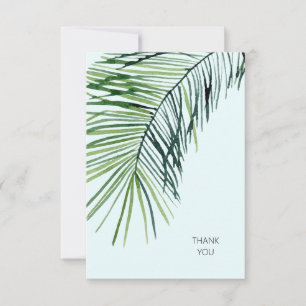 Tropical Palm Ice Blue Wedding Thank You Card