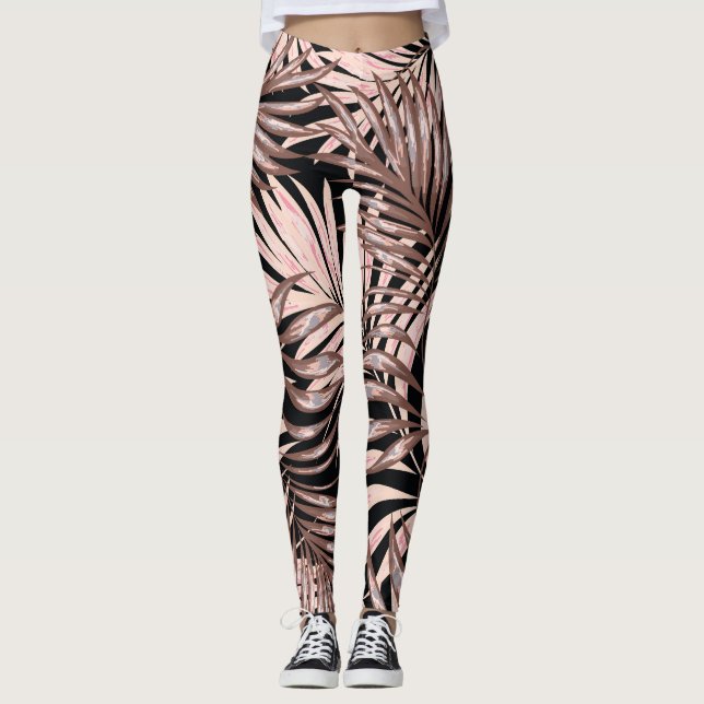 Tropical Palm: Jungle Floral Pattern. Leggings (Front)