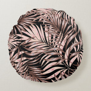 Tropical Palm: Jungle Floral Pattern. Round Cushion