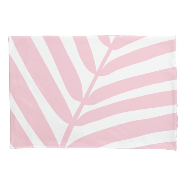 Tropical Palm Leaf Baby Pink Pillowcase (Front)