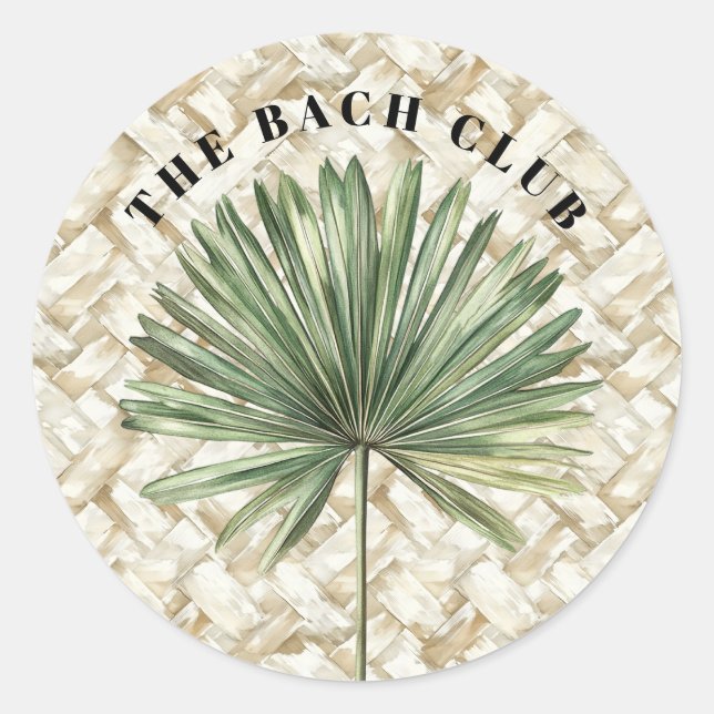 Tropical Palm Leaf | Bach Club Classic Round Sticker (Front)