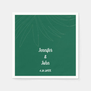 Tropical Palm Leaf Beach Wedding Hunter Green Cute Napkin