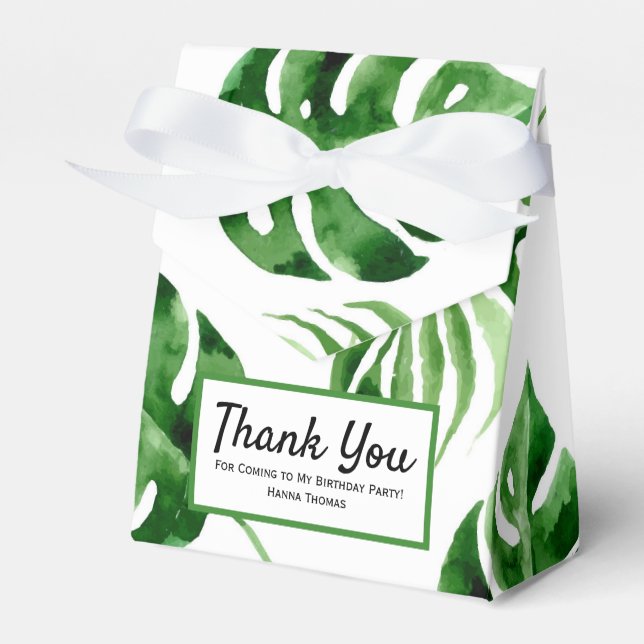 Tropical Palm Leaf Birthday Favour Box (Front Side)