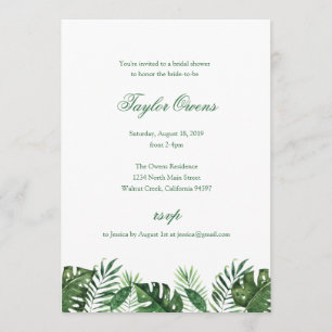 Tropical Palm Leaf Bridal Shower Invitation