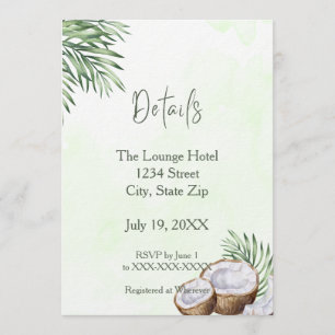 Tropical Palm Leaf & Coconut Details Card