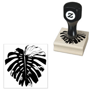 Tropical Palm Leaf Cut Out Silhouette Rubber Stamp