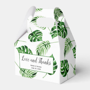 Tropical Palm Leaf Destination Wedding Thank You Favour Box