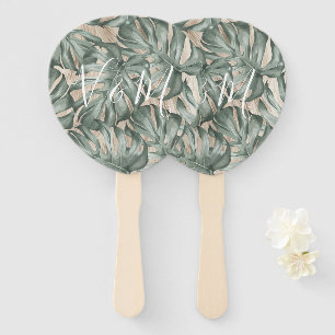 tropical palm leaf frond hand fan