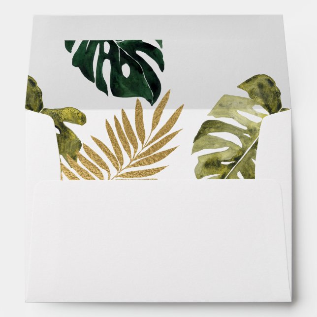 Tropical Palm Leaf Gold 4 Envelope (Back (Bottom))