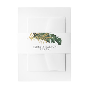 Tropical Palm Leaf Gold 4 Invitation Belly Band