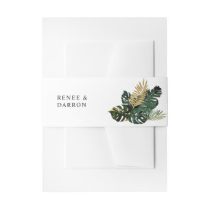 Tropical Palm Leaf Gold 5 Invitation Belly Band