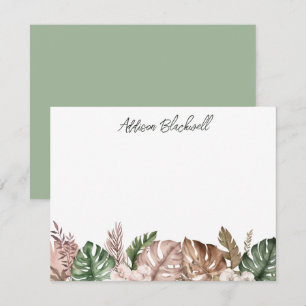 Tropical Palm Leaf Green Blush Pink Card