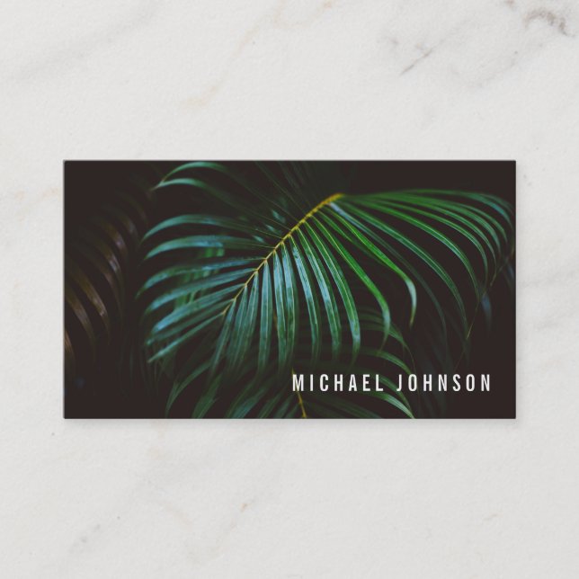 Tropical Palm Leaf Green Business Card (Front)