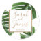 Tropical Palm Leaf green rose gold wedding sticker