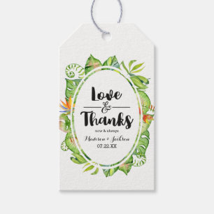Tropical Palm Leaf Island Wedding Love & Thanks Gift Tags